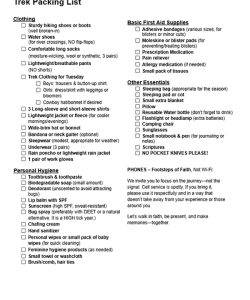 trek packing list